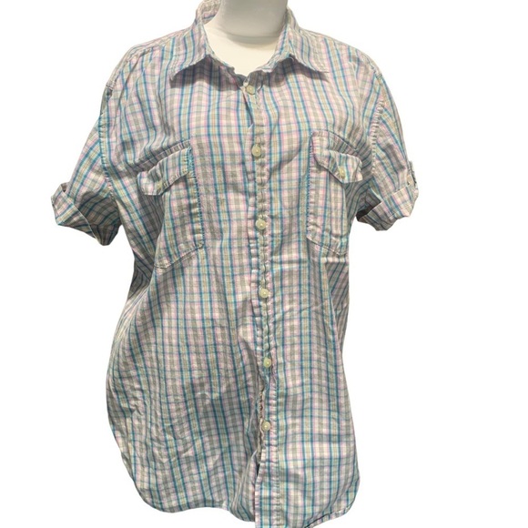 VURT men's size XL colorful plaid button down shirt - Picture 1 of 6